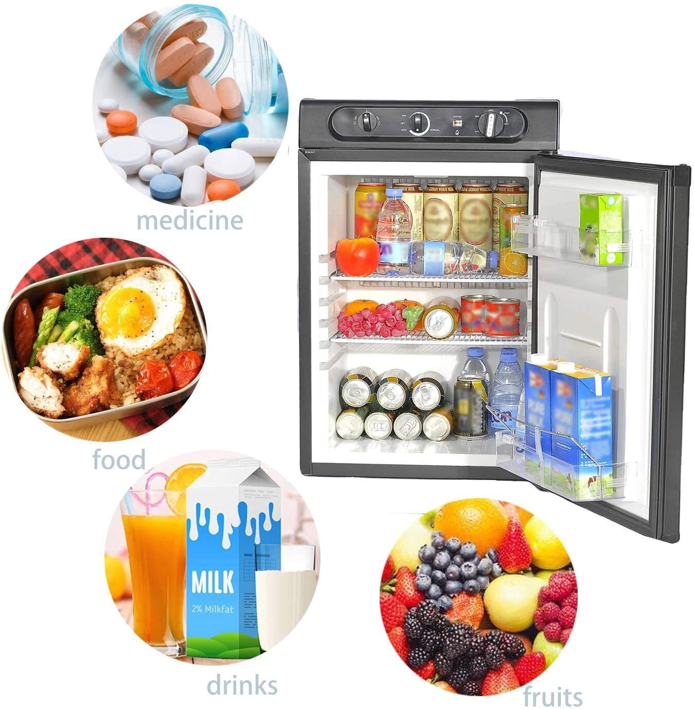 Smad 2.1 Cu.ft RV Refrigerator 3 Way, RV Fridge, Gas Propane Refrigerators, Outdoor Camper Campervan Travel