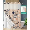 thumbnail image 2 of No Hook Shower Curtain with Snap in Liner, Minimalist Geometric Pattern Cotton Linen Hotel Shower Curtains for Bathroom, Washable Shower Curtain Liner Set with Mesh Top Window, 72"x84", 2 of 6