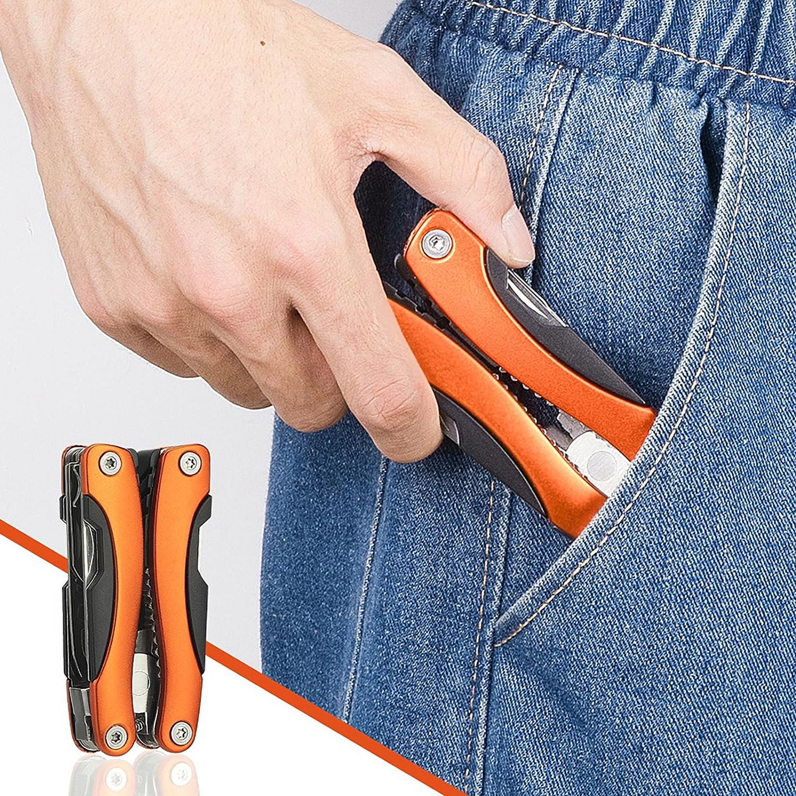 Multifunction Pliers Camping Tool Portable Pocket Multifunctional Tool Multitool Pliers Hunting Knife for Outdoor Hand Tool (Orange)