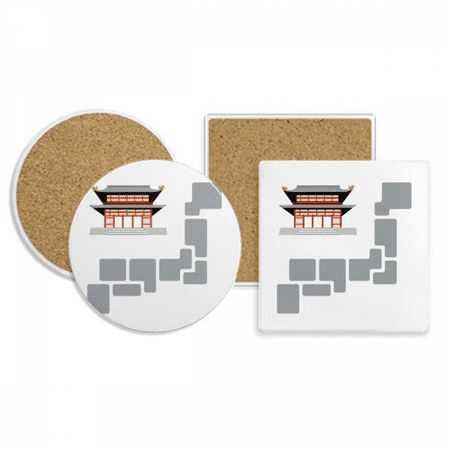 

Brick Tile Buildings Traditional Japanese Residence Coaster Cup Mug Holder Absorbent Stone Cork Base Set