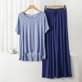thumbnail image 4 of Ensemble d'Intérieur Estival en Modal 2 Pcs, T-shirt Ample à Col Rond, Manches Courtes et Pantalon à Jambe Grand, Tenue de Nuit Décontractée et Mince, Grande Taille FJH, 4 of 7