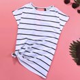 thumbnail image 4 of DPTALR Women's Round Neck Stripe Patchwork Print Short Sleeve Open Back T-Shirt Top, 4 of 6