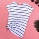 thumbnail image 4 of Pntutb - Camiseta de manga corta con estampado de patchwork a rayas y cuello redondo para mujer Pntutb Pntutb-2232, 4 of 6
