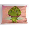 thumbnail image 1 of Artichoke Pillow Sham Cute Artichoke Character with Little Hands and Feet Healthy Eating Mascot, Decorative Standard Queen Size Printed Pillowcase, 30 X 20 Inches, Green and Rose, by Ambesonne, 1 of 2