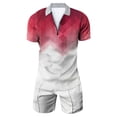 thumbnail image 2 of Vedolay Mens' Print Color Short Sleeve Zip Shirt and Solid Shorts Casual Set,White L, 2 of 3