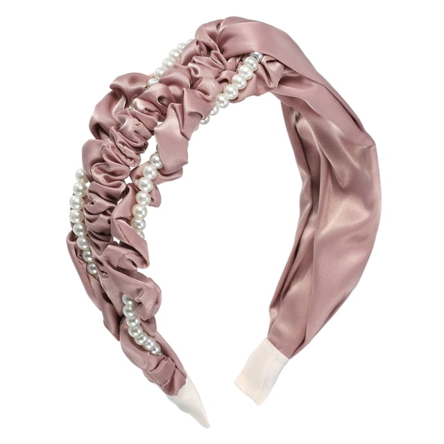 Diadema anudada Unique Bargains con cuentas de perlas de imitación rosa