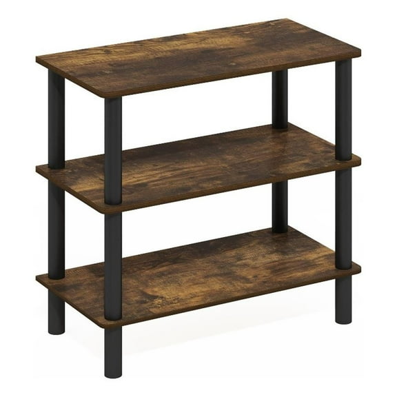 Pemberly Row Turn-N-Tube 26-Inch 3-Tier Freestanding Shoe Rack Amber Pine/Black