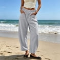 thumbnail image 7 of Barrel Pants For Women Elastic Waist Loose Fit Trouser Summer Casual Beach Vacation Lounge Pants With Pockets, 7 of 7