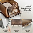 thumbnail image 6 of 15” XL Stainless Steel Cat Litter Box Enclosure, XXL Stainless Steel High Sides with Lid, Extra Large Metal Cat Litter Box (Translucent Brown, XX-Large), 6 of 10