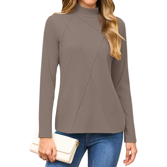 OutfitShow Womens Mock Turtleneck Long Sleeve Shirts Tunic Tops Women Plain Thermal T-Shirts