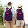 thumbnail image 6 of Naloa Canvas Backpack for Men Women Purple-Red Skull Print Rucksack Casual Travel Daypack Large and Small Durable College Tote Satchel Bookbag for Teens, 6 of 8