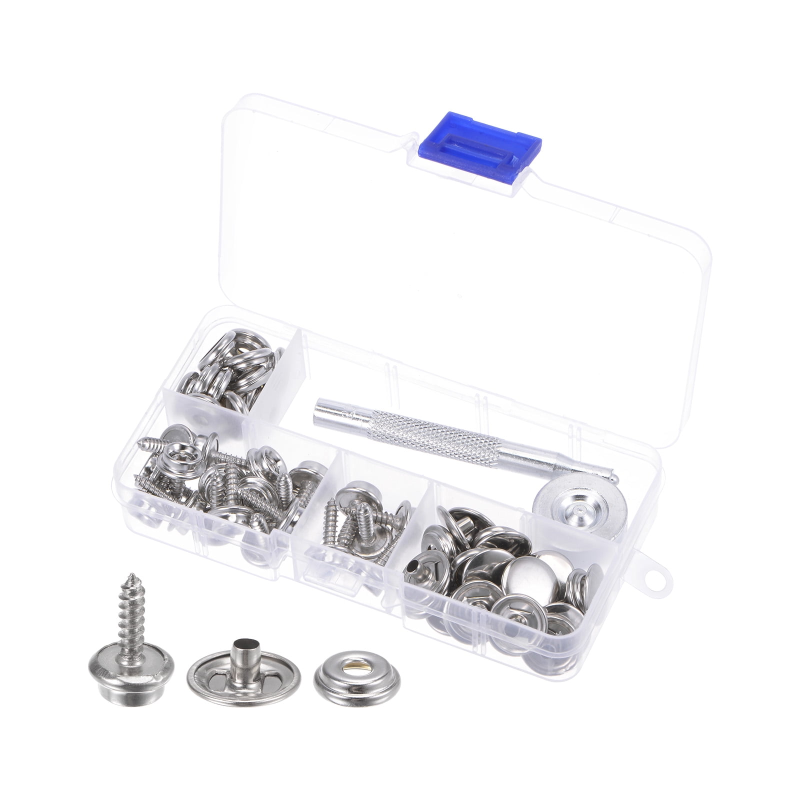 20 Set Screw Snap Fasteners Kit 15mm Stainless Steel Snaps Button for