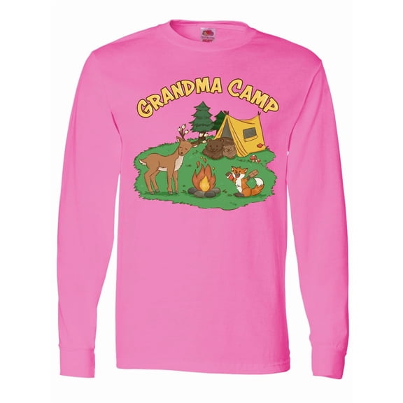 Inktastic Grandma Camp with Camping Animals Long Sleeve T-Shirt