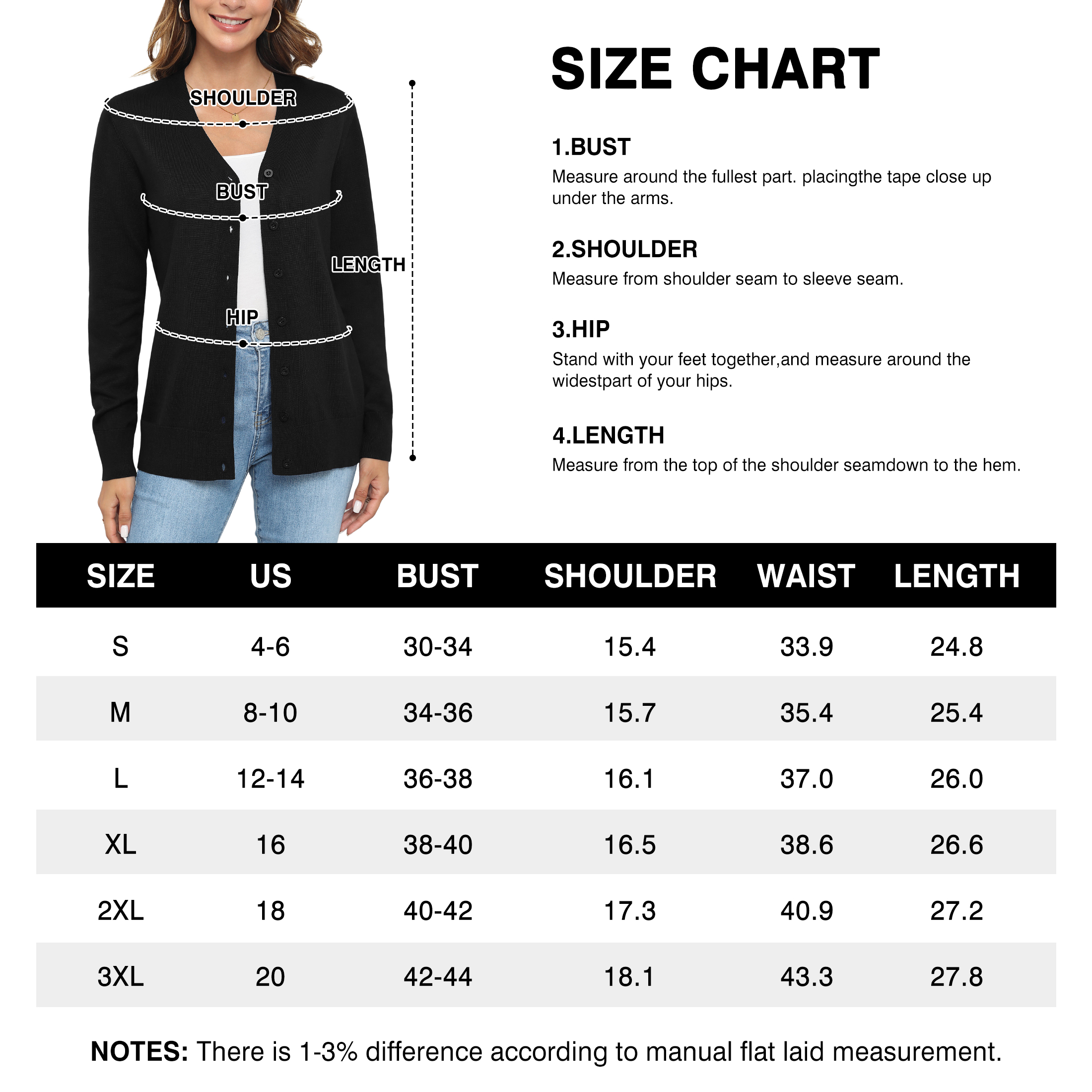 UVPLove Women's Basic Knit Cardigan, Black photo 8