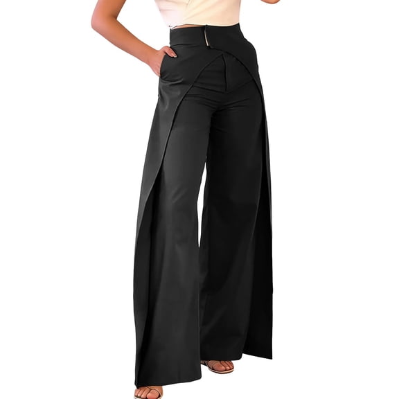 WERYOUNG Casual Wide Leg Pants For Women Asymmetric Everyday Wear Trousers Club Party Comfortable Bottoms