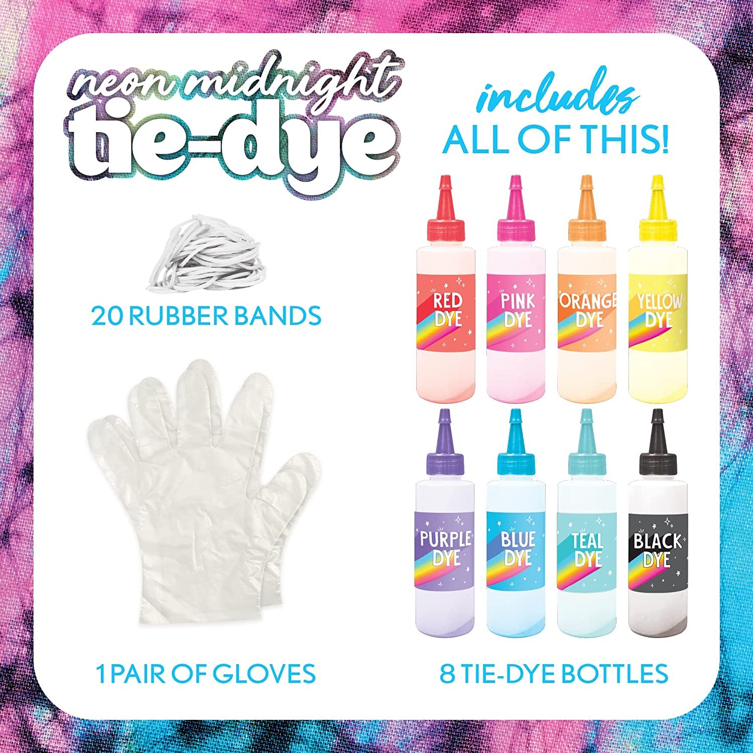 Neon Fashion Tie Dye Kit 3 Brilliant Colors in Easy-Squeeze Bottles –  Doodle Hog