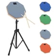 thumbnail image 2 of NEW 8-inch drum kit wooden drum rubber mat beginner training musical percussion instrument with adjustable stand, 2 of 5