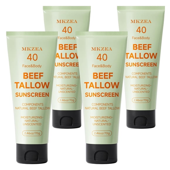 Protector solar MKZEA Beef Tallow SPF 40 para rostro y cuerpo, paquete de 4