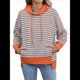 thumbnail image 3 of Sudadera de Rayas de Gran Tamaño para Mujer, Sudadera con Capucha de Bloques de Color, Jersey de Larga, Ropa Y2K Color Naranja L, 3 of 10