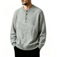 thumbnail image 2 of Turilly Men's Sweater Henley Neck Button Placket Pullover Sweater with Ribbed Cuffs Casual Essential Top, 2 of 7