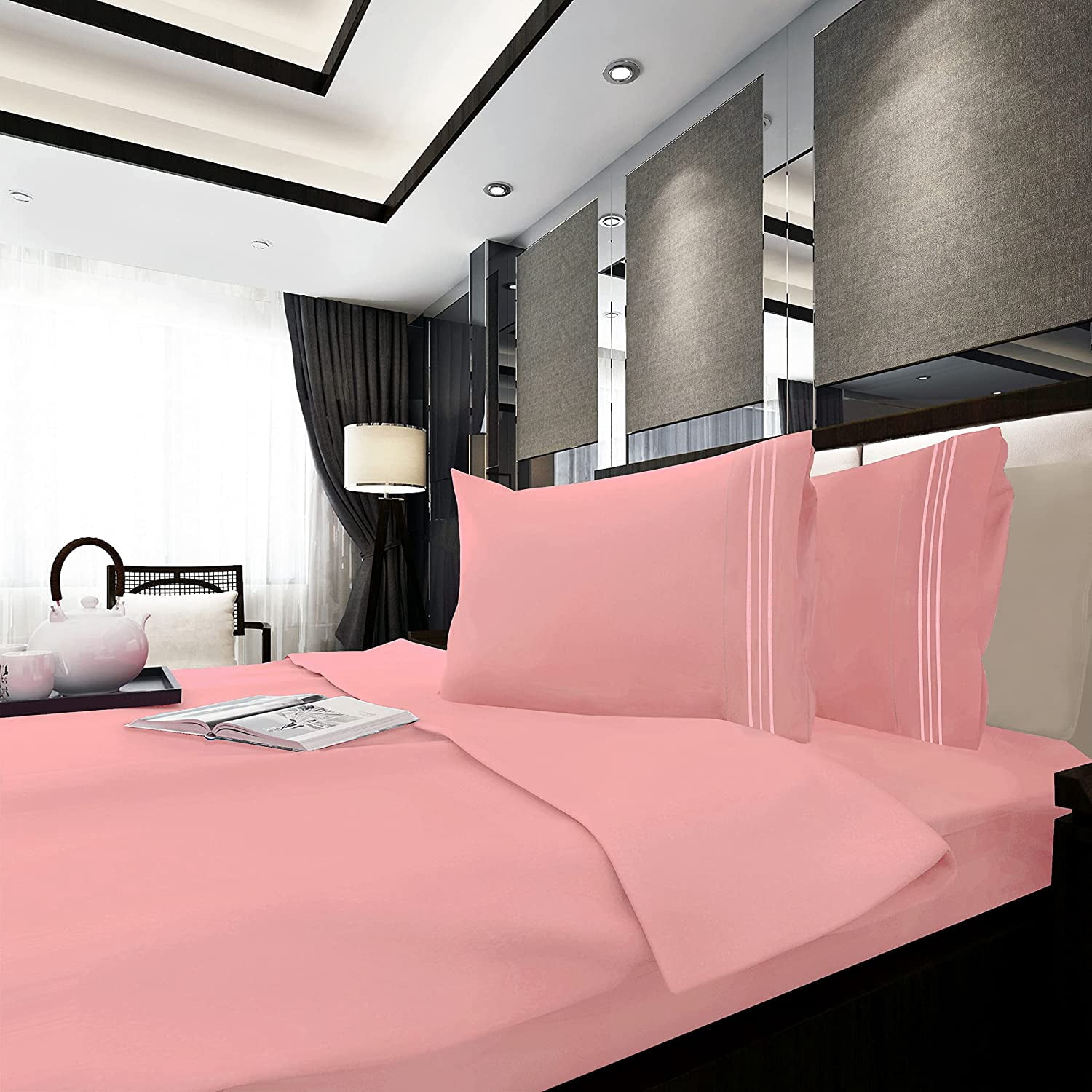 4-Piece Bed Sheet Set In a GIFT BOX Deep Pocket and Easy Fit Cali King Dusty Rose
