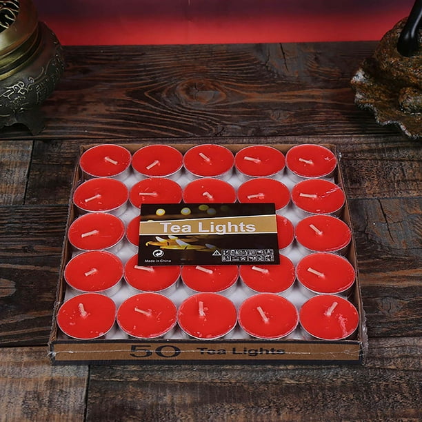 50 Cajas de Velas de Aluminio Románticas para Cumpleaños, Velas Blancas Redondas para Mesa, Velas de Té para Hotel.