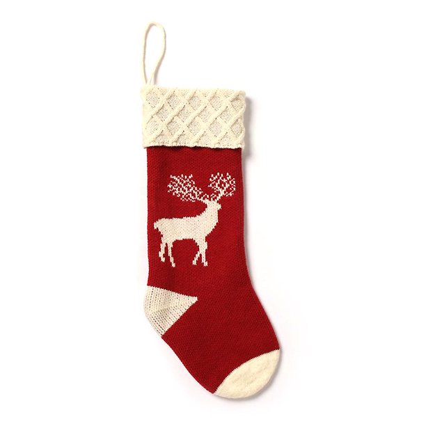 Red Decoración navideña, medias de alce tejidas, calcetín, bolsa de regalo para dulces, adornos para árboles de Navidad