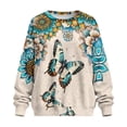 thumbnail image 5 of Yuyamidu Boho Flower Butterfly Women's Novelty Sweatshirts Womens Oversized Long Sleeve T-shirts Casual Workout Tops Crewneck Loose Pullover with Pockets Spring Fall Outfits Winter Clothing XL, 5 of 7