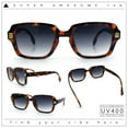 thumbnail image 2 of Retro Luxury Keyhole Hipster Horn Rim Plastic Rectangle Sunglasses Tortoise - Smoke, 2 of 8
