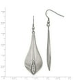 thumbnail image 4 of Stainless Steel Polished/Brushed CZ Shepherd Hook Earrings; for Adults and Teens; for Women and Men, 4 of 4