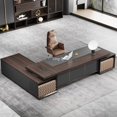 thumbnail image 2 of European Luxury Office Desk L Shaped Reception Free Shipping Boss Computer Desks Mid Century Organizer Escritorio Home Furniture My Lux Decor Round, 2 of 33