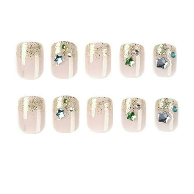 Stereo Star Decorated Fake Nails with Exquisite Workmanship for Manicure Novice Beginner Jelly Glue