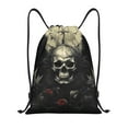 thumbnail image 1 of Saiise Vintage Winged Rose Skull Pattern Sports Drawstring Backpack - String Swim Gym Bag with Wet Proof Pocket for Women&Men-Medium, 1 of 6