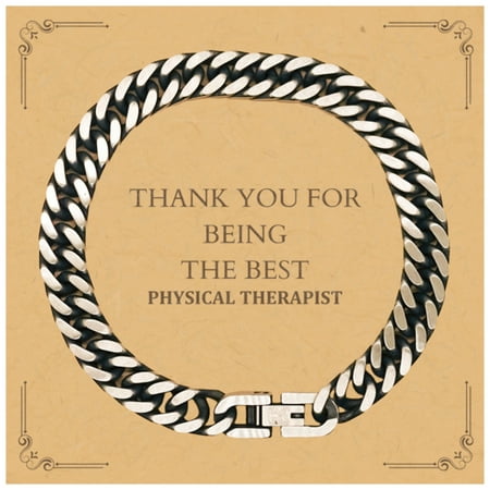 Engraved Physical Therapist Cuban Link Chain Bracelet Thank You for Being the Best - Unique Gift Idea for Birthday, Christmas, and Graduation