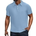 thumbnail image 2 of JTieacloth Business Casual Shirt Men's Casual Shirt Summer Comfortable Relaxed Fit Solid Color Turn Down Collar Breathable Soft Stretchable Fabric For Daily Wear Blue, 2 of 4