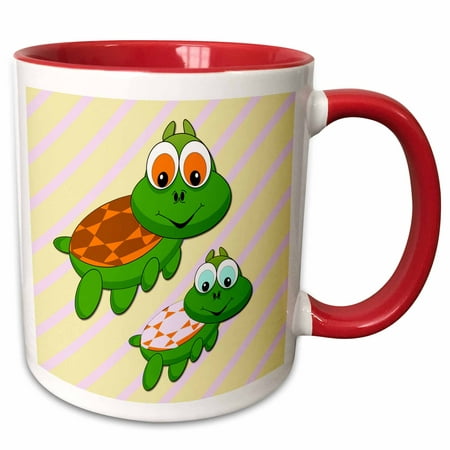 3dRose Cute turtles. Pink. Kids decor. Popular image. Best seller. - Two Tone Red Mug, (Turtle Mats Best Price)