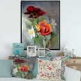 thumbnail image 2 of Blossoming Vibrant Red Wildflowers 30 in x 40 in Framed Painting Canvas Art Print, by Designart, 2 of 5