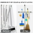 thumbnail image 6 of Fabulas Broom Holder Wall Mount with 5 Racks and 4 Hooks, Stainless Steel Heavy Duty Broom Wall Mount with Self Adhesive for Home Garden Garage Cleaning Tools, 6 of 9