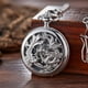 thumbnail image 5 of Reloj de bolsillo mecánico antiguo Lucky Dragon & Phoenix (mejores deseos) esfera esqueleto con cadena para hombres y mujeres + caja negra, 5 of 5