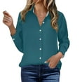 thumbnail image 4 of UAMVSH Work Shirts for Women Casual Button down Long Sleeve Dressy Tops Trendy Solid Color Lapel V-Neck Business Office Blouses(XX-Large,Mint Green), 4 of 5
