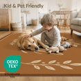thumbnail image 4 of ODIKA 2'x3' Washable Throw Rug Non-Slip, Low Profile, Flatwoven, Easy Care Warm Brown Thankful Leaf Design Elegant with Delicate Foliage Motif for Hallway, Study Room, 4 of 7