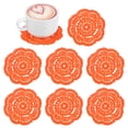 thumbnail image 1 of Juego de 8 Posavasos de Ganchillo Hechos a Mano, Manteles Individuales Redondos de Algodón de 4 Pulgadas/10cm, Manteles de Encaje Vintage [Naranja Rojo], 1 of 1