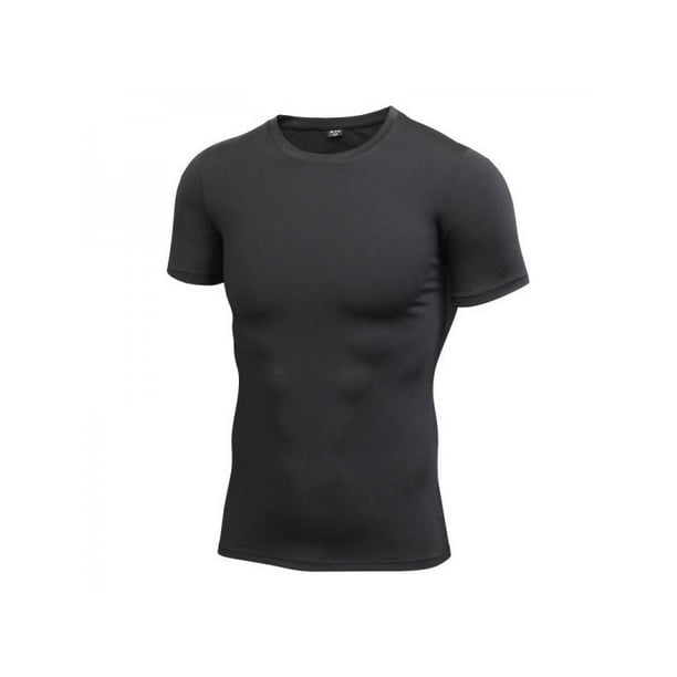 Fymall Men's Compression Tshirt Round collar Quickdrying Elastic