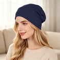 thumbnail image 5 of Womens Head Wrap Turban Beanie Double Flower Chemo Hat Slouch Cap, 5 of 6