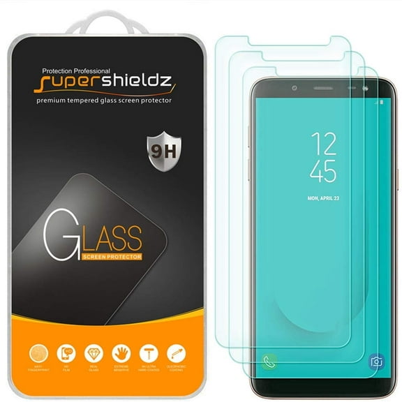 [3-Pack] Supershieldz for Samsung Galaxy J6 (2018) Tempered Glass Screen Protector, Anti-Scratch, Anti-Fingerprint, Bubble Free