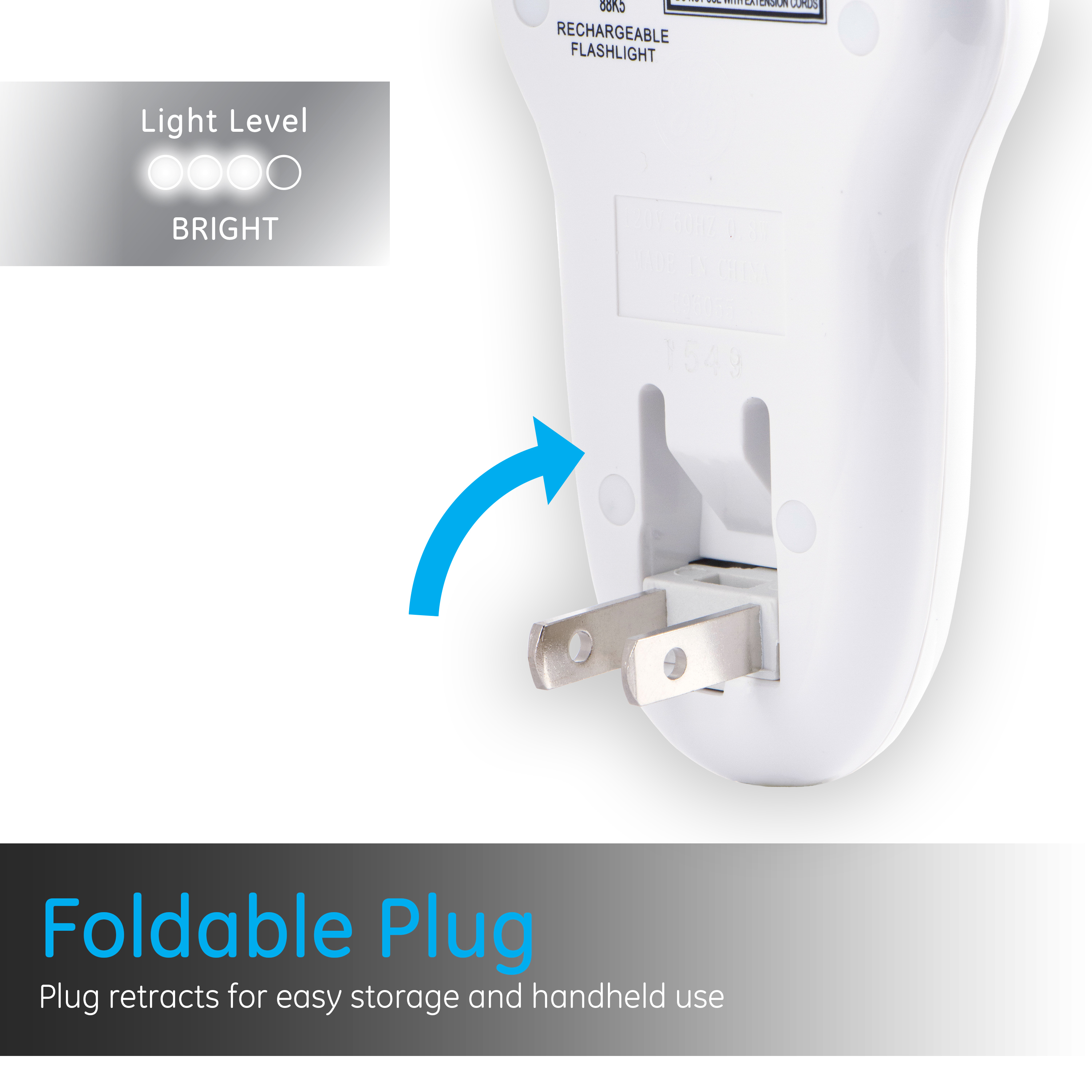 GE 3-in-1 Rechargeable LED Power Failure Night Light, White photo 4
