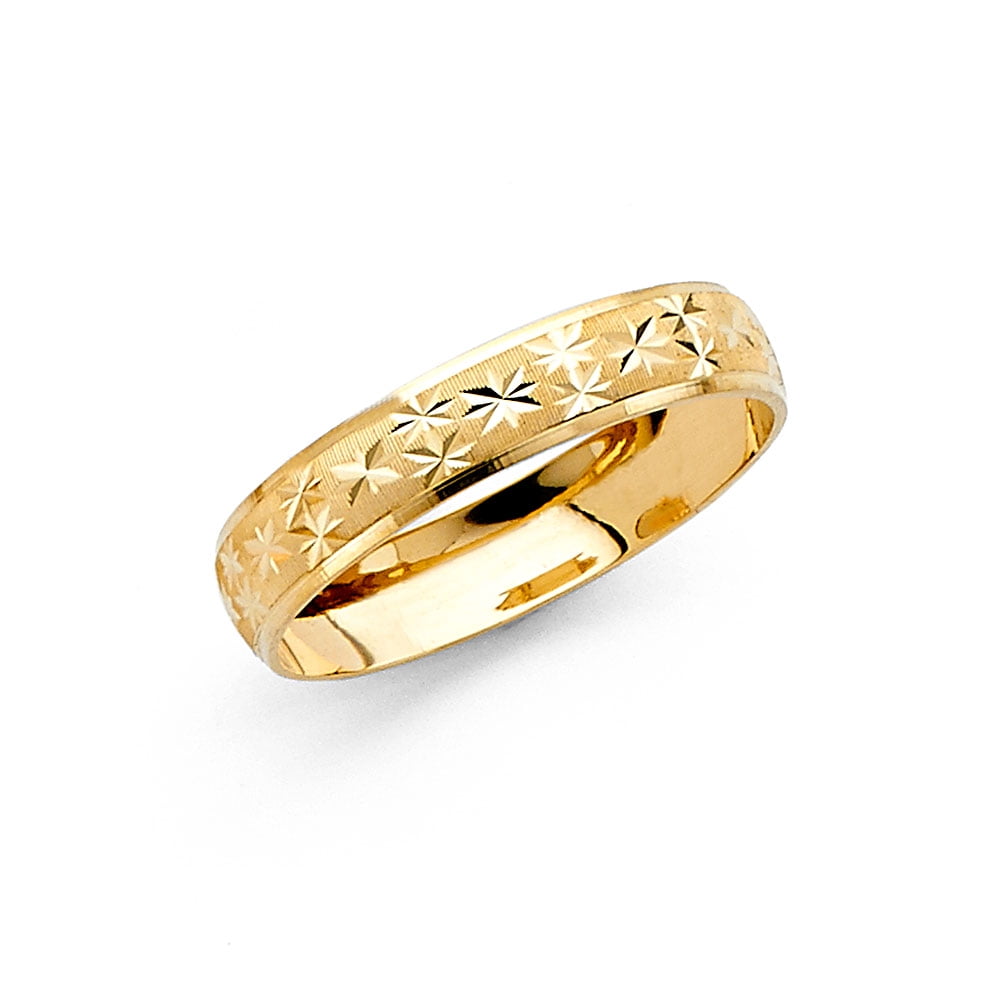 14K Solid Yellow Gold Comfort Fit Milgrain Wedding Band Ring 4mm Size4-12 Men Wm 