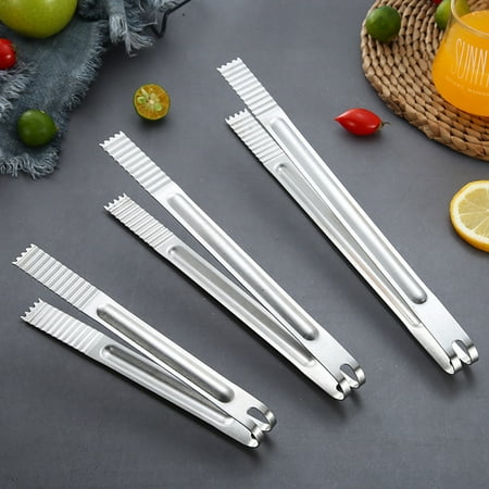 

huanledash Portable Stainless Steel Kitchen Barbecue BBQ Meat Tongs Salad Steak Food Clip