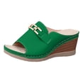 thumbnail image 6 of Rokment Orthopedic Wedges Slip on Dressy Sandals for Women Ladies 2026 Summer Trendy Casual Leather Arch Support Platform Heeled Dress Slides Business Office Work Green Size 9.5, 6 of 7