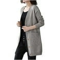 thumbnail image 2 of Ftwytp Women Knit Winter Cardigan Sweater Solid Color Long Sleeve Baggy Outwear Coat Elegant Casual Fall Winter Daily All Match Blouse Top Festival Clothes with Pockets, 2 of 3